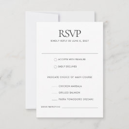 Schwarz-weiß Moderne Elegante Speisen RSVP Karte