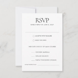 Schwarz-weiß Moderne Elegante Speisen RSVP Karte