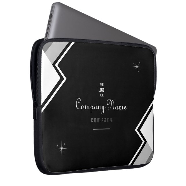Schwarz-Weiß-Moderne Elegantes Personalisiertes La Laptopschutzhülle (Vorne Rechts)