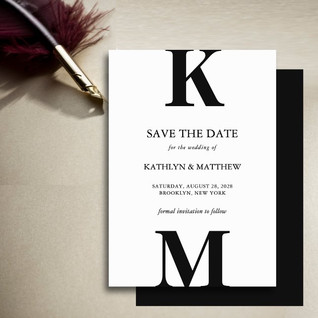 Schwarz-Weiß-Moderne fette Monogramm-Hochzeit Save The Date (Von Creator hochgeladen)