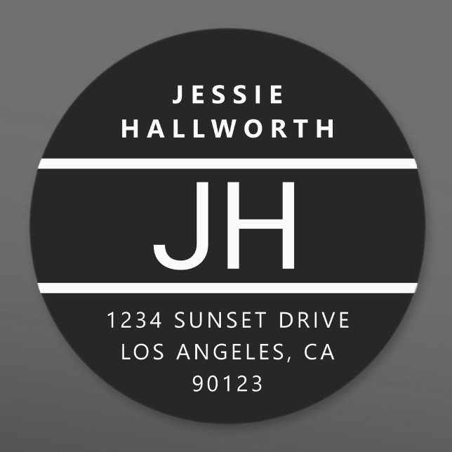 Schwarz/Weiß Moderne fette Monogramm wasserdicht Etiketten (Von Creator hochgeladen)