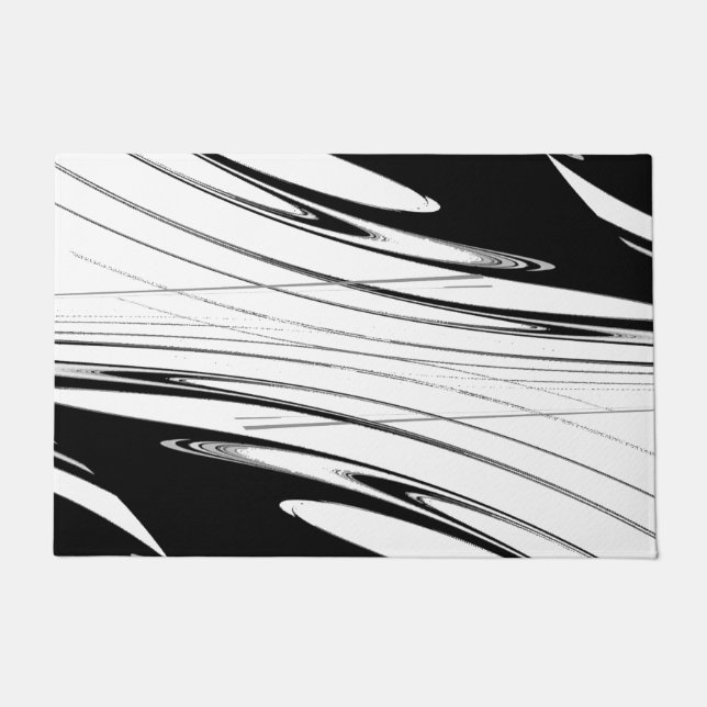 Schwarz-Weiß-Moderne Fußmatte (Vorderseite)