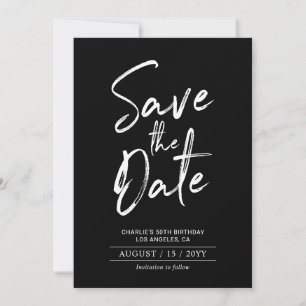 Schwarz & Weiß   Moderne Geburtstags-Save-the-Date Save The Date