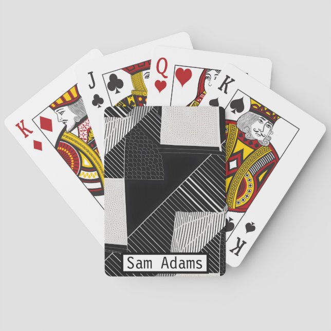 Schwarz-Weiß-Moderne gemischte Geometrie Spielkarten (Rückseite)