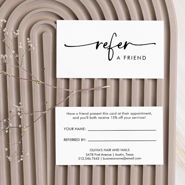 Schwarz-Weiß-Moderne handgeschriebene Skripte Empfehlungskarte (Von Creator hochgeladen)