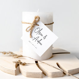 Schwarz-Weiß-Moderne handgeschriebene SkriptWeddin Geschenkanhänger