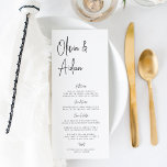 Schwarz-Weiß-Moderne handgeschriebene SkriptWeddin Menükarte<br><div class="desc">Entworfen,  um unsere modernen handgeschriebenen Skripteinladungen zu erfüllen. Ein wunderschönes typografisches Design mit minimalistischem Ambiente,  modernes,  handgeschriebenes Asche-Schwarz-Script und klassische Serifenschrift. Personalisieren Sie Ihre Menüpunkte mithilfe von acht benutzerdefinierten Textfeldern.</div>