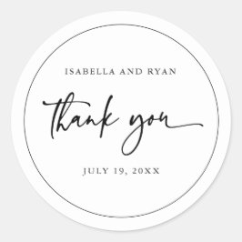 Schwarz-Weiß-Moderne Hochzeitskalligraphie Runder Aufkleber