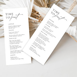 Schwarz-Weiß-moderne Hochzeitsmenüs "Time to Fest" Menükarte