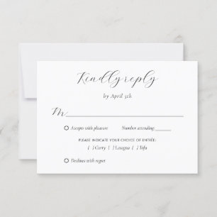 Schwarz-Weiß-Moderne Kalligrafie-Skripte Hochzeit RSVP Karte