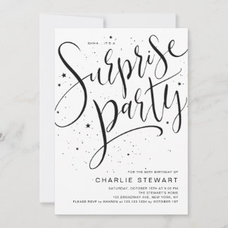 Schwarz-Weiß-Moderne Kalligrafie Überraschendes Pa Einladung