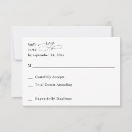 Schwarz & Weiß Moderne Kalligraphie 3 no Meal UAWG RSVP Karte