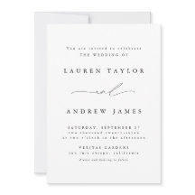 Schwarz-Weiß Moderne Klassische Hochzeitseinladung