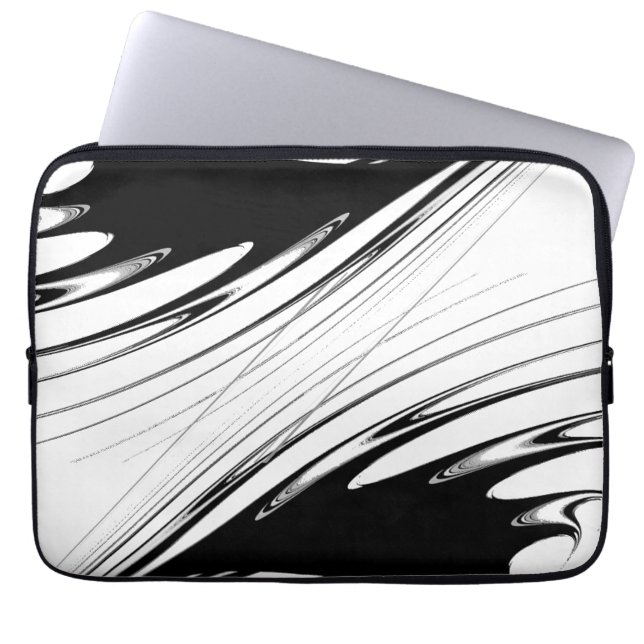 Schwarz-Weiß-Moderne Laptopschutzhülle (Vorderseite)