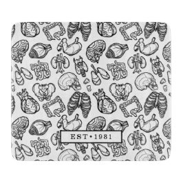 Schwarz-Weiß-moderne menschliche Anatomie-Skizze Schneidebrett