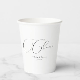 Schwarz & Weiß Moderne Minimal Chic Hochzeit Pappbecher