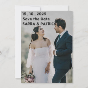 Schwarz-weiß moderne Minimal-Foto-Save-the-Date-Ho Einladung