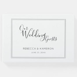 Schwarz-Weiß-Moderne Minimal-Kalligrafie-Hochzeit Gästebuch