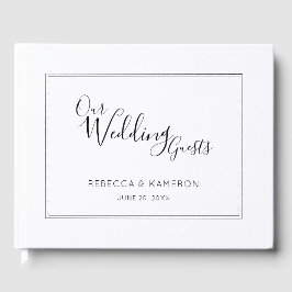 Schwarz-Weiß-Moderne Minimal-Kalligrafie-Hochzeit Gästebuch