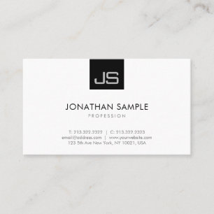 Schwarz-Weiß-Moderne Minimalistische, elegante Mon Visitenkarte