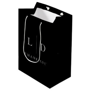 Schwarz-weiß moderne minimalistische Monogramm-Hoc Mittlere Geschenktüte