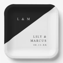 Schwarz-Weiß-Moderne Minimalistische Monogramm-Hoc