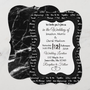 Schwarz-Weiß-Moderne romantische Hochzeitseinladun Einladung
