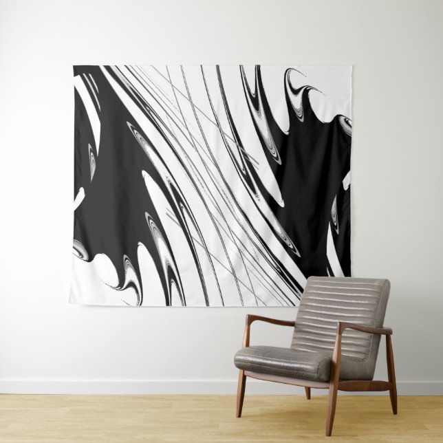 Schwarz-Weiß-Moderne Wandteppich (Beispiel (Horizontal))