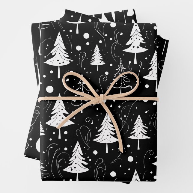 Schwarz-Weiß-Moderne Weihnachten Geschenkpapier Set (Beispiel)