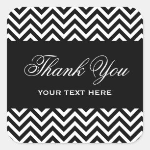 Schwarz-Weiß-moderne Zickzack Streifen Quadratischer Aufkleber