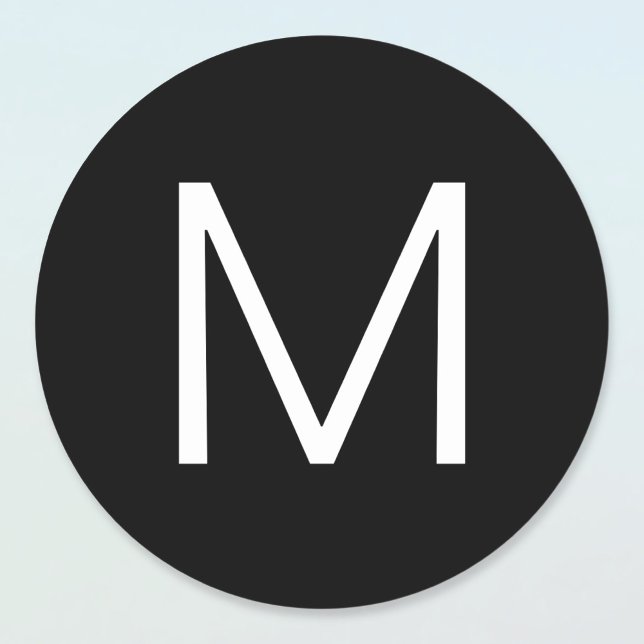 Schwarz/Weiß Moderner Minimalistischer Brief Runder Aufkleber (Von Creator hochgeladen)