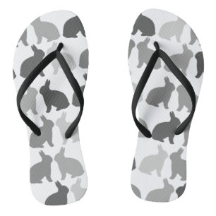 Schwarz Weiß Moderner Osterhase Kaninchen Flip Flops