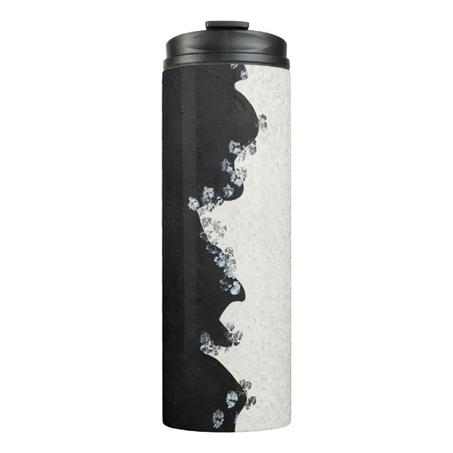 Schwarz-weiß moderner Thermobecher Thermosbecher (Vorderseite)