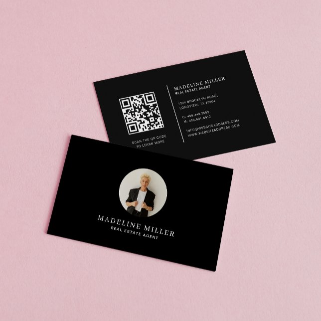 Schwarz-weiß Modernes Berufliches Real Anwesen Fot Visitenkarte (Von Creator hochgeladen)