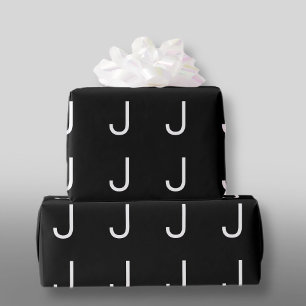Schwarz-Weiß modernes minimalistisches Buchstaben- Geschenkpapier