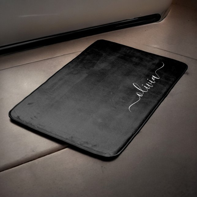 Schwarz-weiß Modernes Minimalistisches Monogramm Badematte (Von Creator hochgeladen)