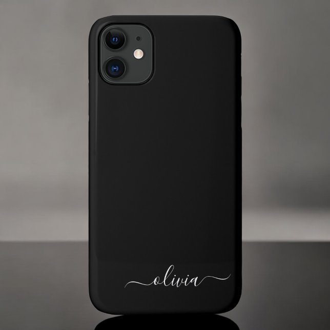 Schwarz-weiß Modernes Minimalistisches Monogramm Case-Mate iPhone Hülle (Von Creator hochgeladen)