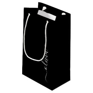 Schwarz-weiß Modernes Minimalistisches Monogramm Kleine Geschenktüte