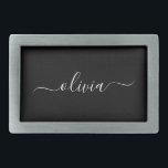Schwarz-weiß Modernes Minimalistisches Monogramm Rechteckige Gürtelschnalle<br><div class="desc">Die Minimalistische Monogram Kollektion Schwarz/Weiß: Einfache Einfachheit und Eleganz in unseren minimalistischen Designs, die so gestaltet sind, dass sie Ihren Stil mühelos erweitern. Diese Kollektion wurde mit einem scharfen Blick für moderne Ästhetik gestaltet und weist elegante Schwarz-Weiß-Designs auf, die durch personalisierte Monogramme noch verstärkt werden. Von der schicken Schreibwaren bis...</div>