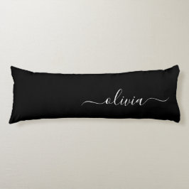 Schwarz-weiß Modernes Minimalistisches Monogramm Seitenschläferkissen