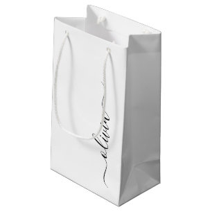Schwarz-weiß modernes Skript Mädchen-Monogramm-Nam Kleine Geschenktüte