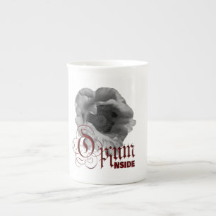 Schwarz-Weiß-Mohn "Opium Inside" Prozellantasse