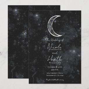 Schwarz Weiß Mond Himmlische Nacht Sterne Hochzeit Einladung