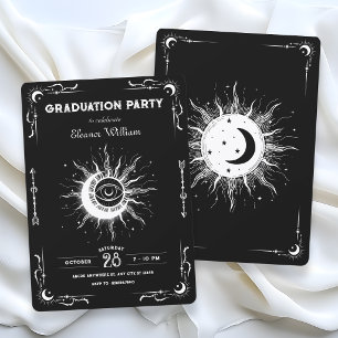 Schwarz weiß Mond Sonne Tarot himmlischer Abschlus Einladung