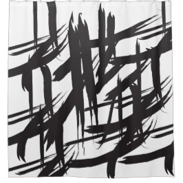 Schwarz-Weiß-Monochromatisch Abstrakt Duschvorhang