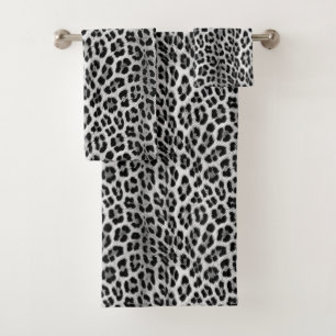 Schwarz-Weiß-Monochrome, Leopardenmuster Badhandtuch Set