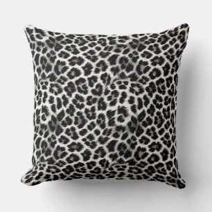 Schwarz-Weiß-Monochrome, Leopardenmuster Kissen