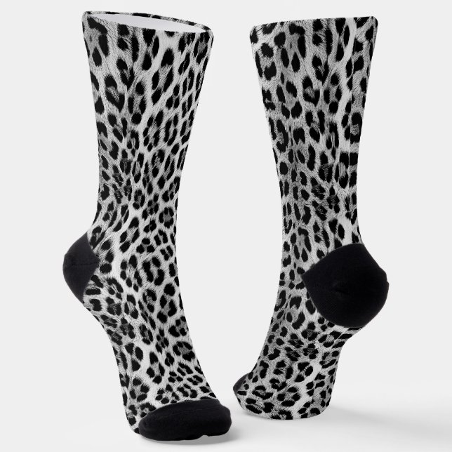 Schwarz-Weiß-Monochrome, Leopardenmuster Socken (Gewinkelt)
