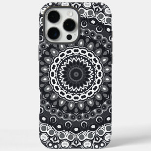 Schwarz-Weiß-Monochromes Mandala-Muster iPhone 16 Pro Max Hülle