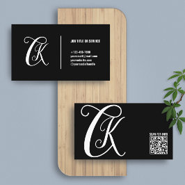 Schwarz-Weiß | Monogram Elegante Business Card Visitenkarte